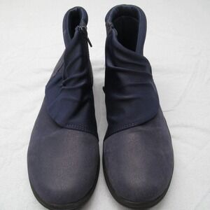 Clarks Cloudsteppers Boots Womens‎ 7 Navy Side Zip Slip on Fold Over Shaft 27975